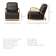 Maklaine Leather Diamond Pattern Accent Chair in Black and Gold