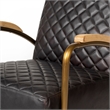 Maklaine Leather Diamond Pattern Accent Chair in Black and Gold