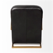 Maklaine Leather Diamond Pattern Accent Chair in Black and Gold