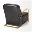 Maklaine Leather Diamond Pattern Accent Chair in Black and Gold
