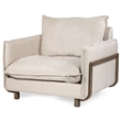 Maklaine Cream Fabric Wood Arm Chair in Brown