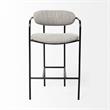 Maklaine Gray Fabric Seat Black Metal Counter Stool