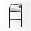 Maklaine Gray Fabric Seat Black Metal Counter Stool