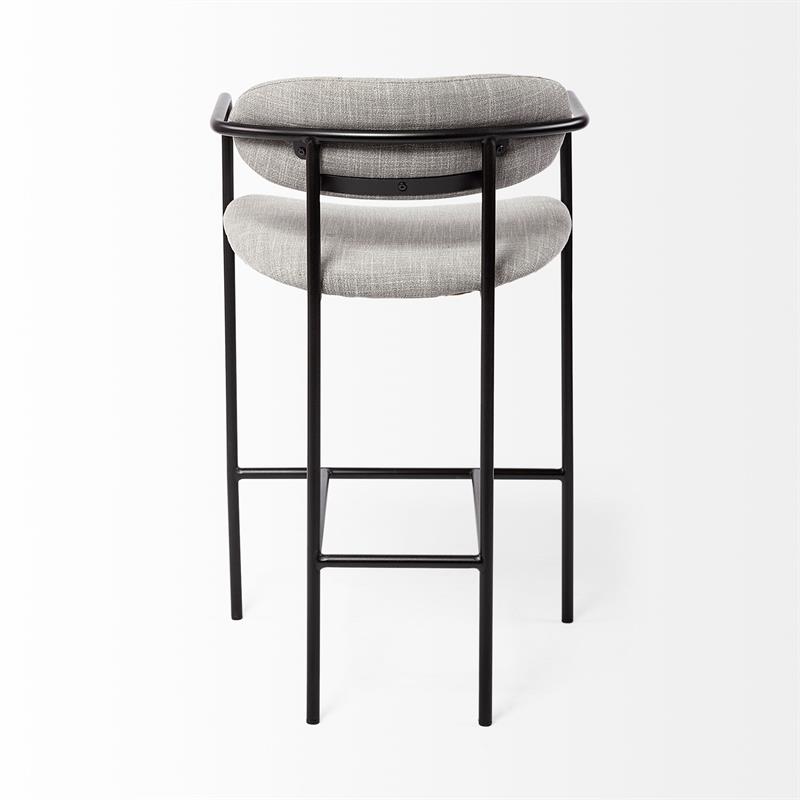 Maklaine Gray Fabric Seat Black Metal Counter Stool