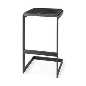 Maklaine 30&quot Black Wood with Brushed Metal Frame Bar Stool