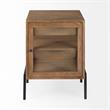 Maklaine End Table in Light Brown Wood with Black Metal Frame