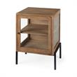 Maklaine End Table in Light Brown Wood with Black Metal Frame