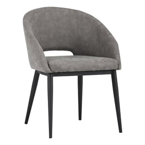 Maklaine 18&quot Modern Faux Leather Dining Armchair in Gray/Black