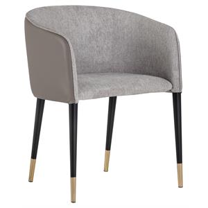 Maklaine 18.5&quot Modern Faux Leather and Fabric Dining Armchair in Gray and Black