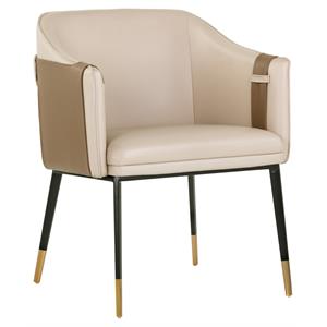 Maklaine 19&quot Modern Faux Leather Dining Armchair in Cream