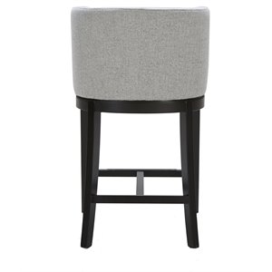 Maklaine 26&quot Modern Fabric and Wood Counter Stool in Gray and Black