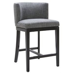 Maklaine 26&quot Modern Fabric and Wood Counter Stool in Gray and Black