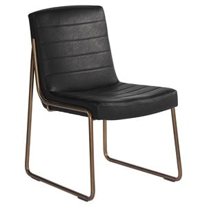 Maklaine 19.5&quot Contemporary Faux Leather Dining Chair in Black (Set of 2)