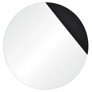 Maklaine 39.5&quot Contemporary Glass Unframed Mirror in Black Veneer