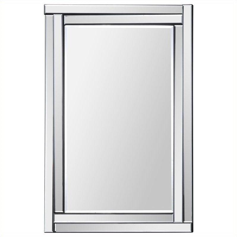Maklaine Classic Designed Beveled Glass Mirror in Silver