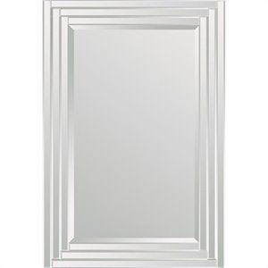 maklaine contemporary beveled glass mirror in step pattern frame
