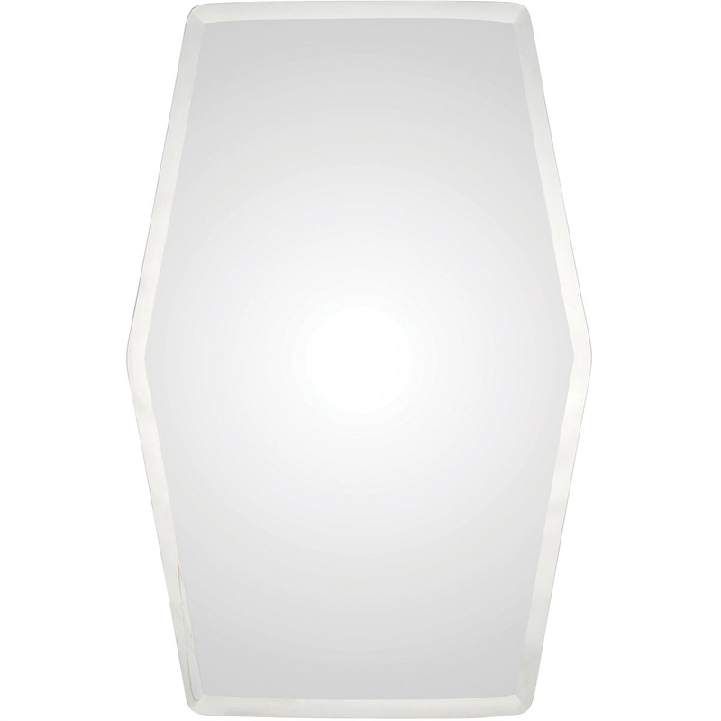 Maklaine Contemporary Beveled Hexagonal Frameless Mirror in All Glass