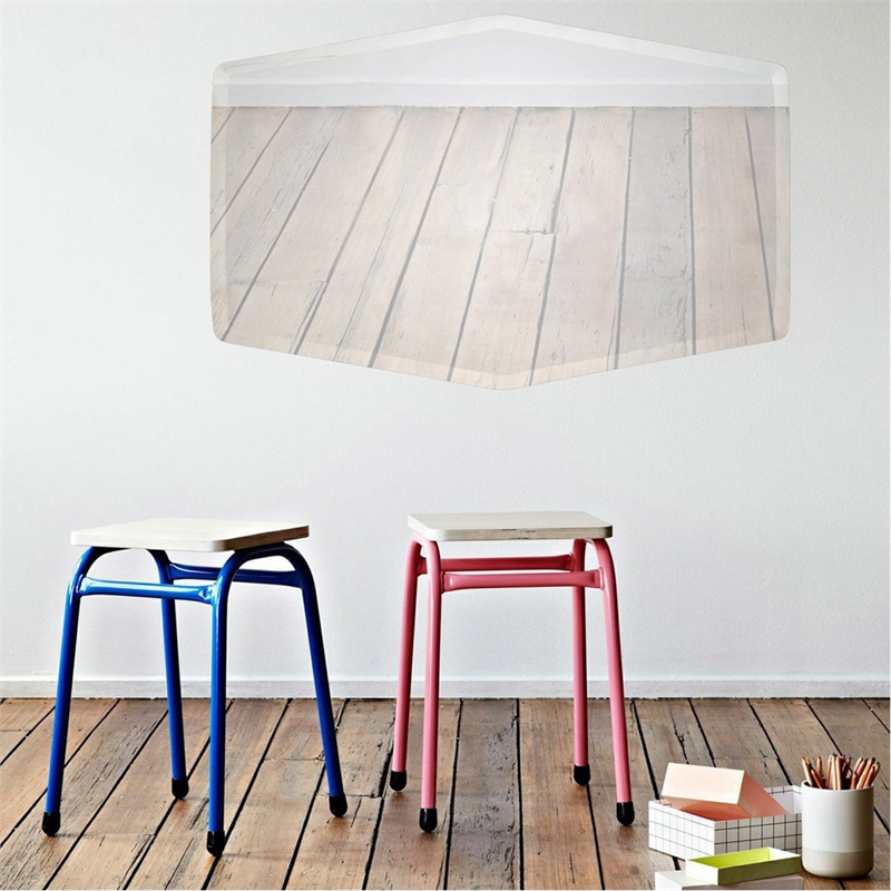 Maklaine Contemporary Beveled Hexagonal Frameless Mirror in All Glass