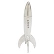 Maklaine Contemporary Retro Rocket Statue in Polished Silver