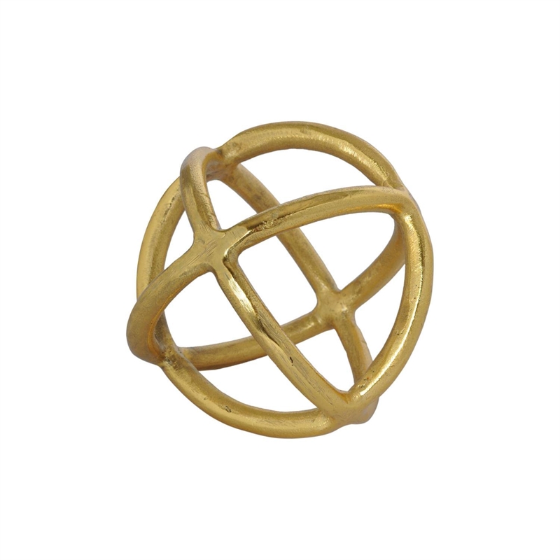 Maklaine Contemporary Sphere Statue in Gold Plated Aluminum