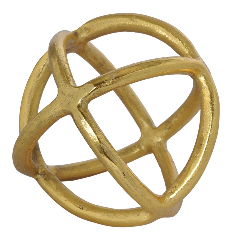 Maklaine Contemporary Sphere Statue in Gold Plated Aluminum