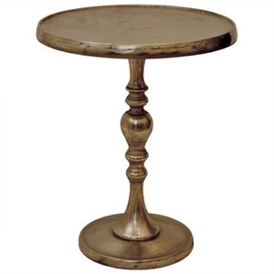 Maklaine Decorative Round Table in Raw Nickel Finish