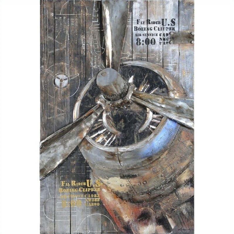 Maklaine Modern Boeing Propeller Wall Art in Rustic Finish