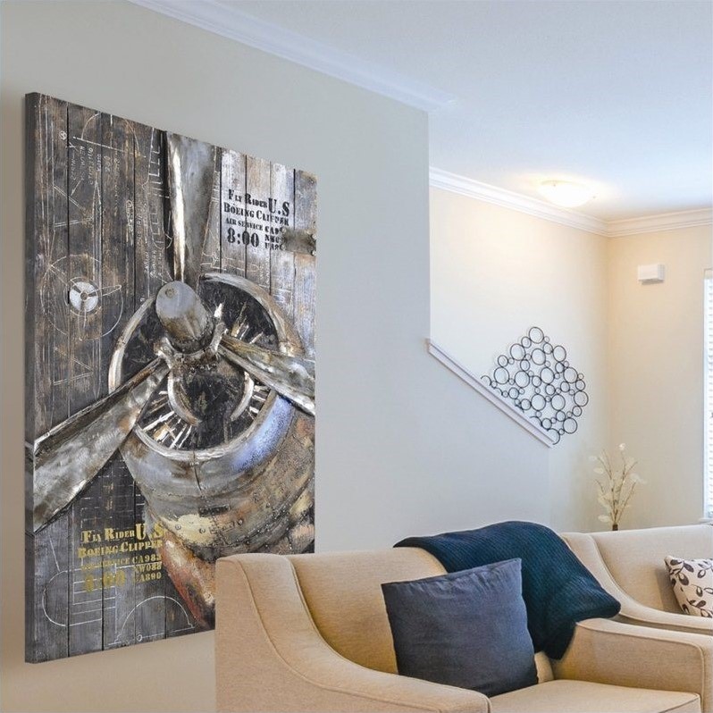 Maklaine Modern Boeing Propeller Wall Art in Rustic Finish