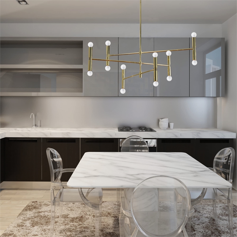 Maklaine Modern Ceiling Fixture in Gold plated Steel