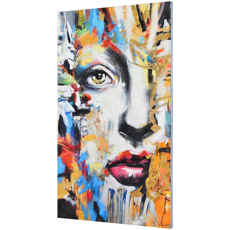 Maklaine Modern Feminine Canvas Painting in Bring Multicolored Tones