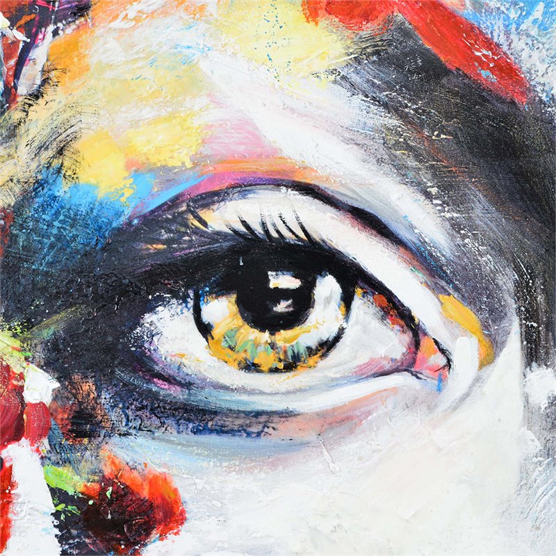 Maklaine Modern Feminine Canvas Painting in Bring Multicolored Tones