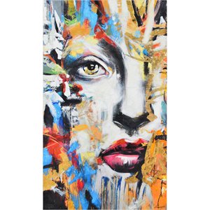 Maklaine Modern Feminine Canvas Painting in Bring Multicolored Tones