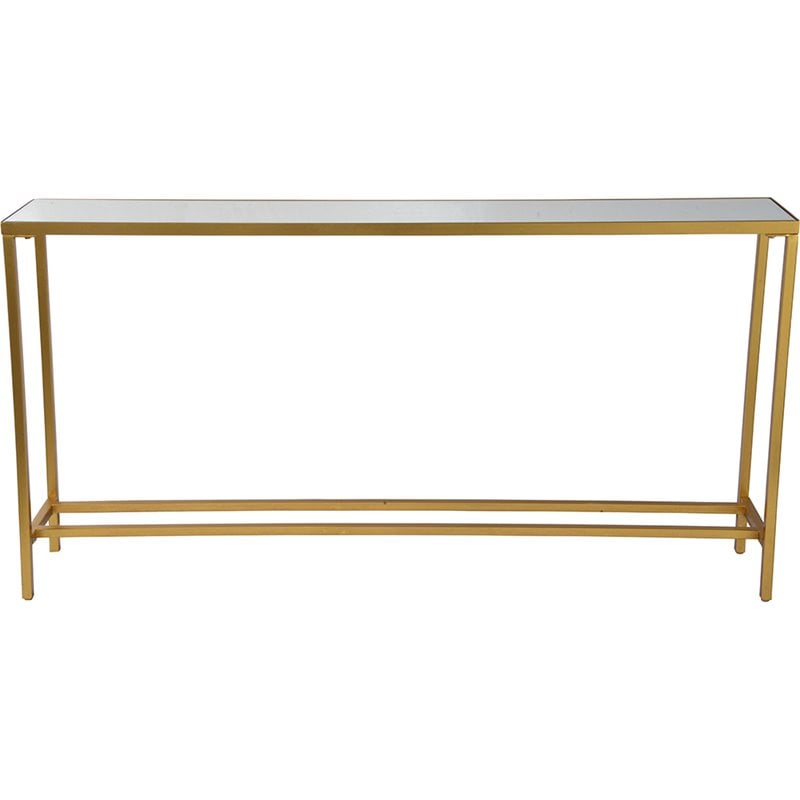 Maklaine Modern Mirrored Console Table in Gold Leaf