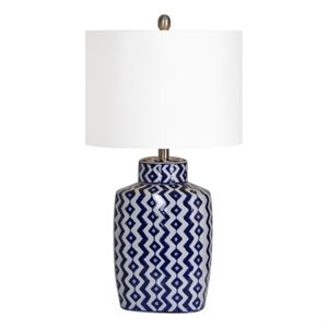 maklaine modern porcelain table lamp in blue and white chevron