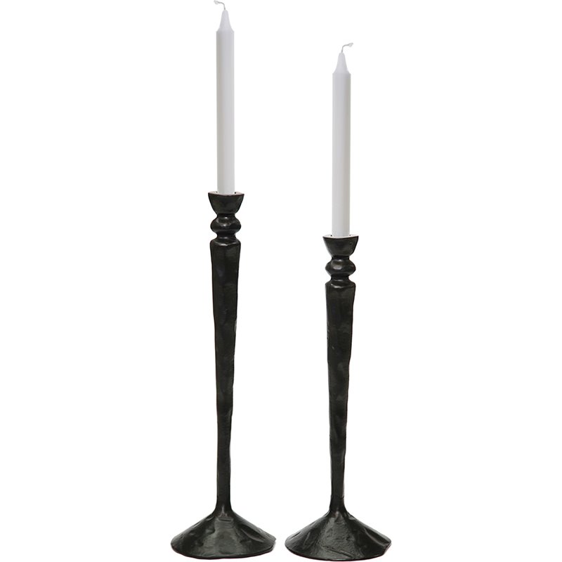 Maklaine Traditional 2 Piece Candle Holder Set in Black