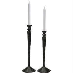 Maklaine Traditional 2 Piece Candle Holder Set in Black