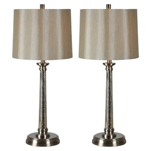 maklaine traditional mercury glass table lamp in satin nickel (set of 2)