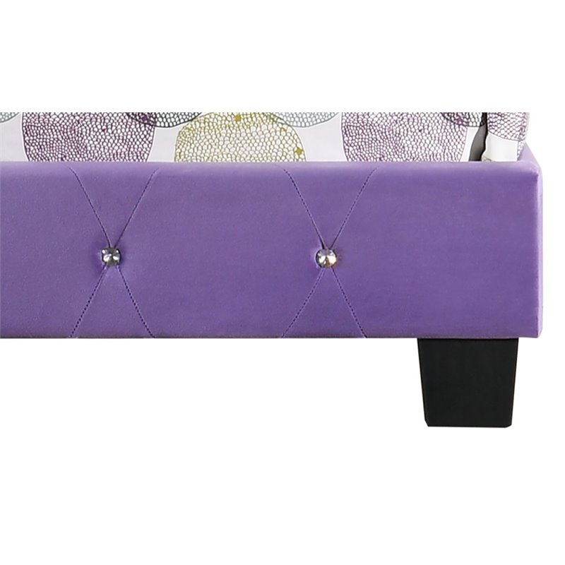 Maklaine Transitional Velvet Upholstered Queen Bed in Purple