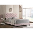 Maklaine Transitional Velvet Upholstered Queen Bed with Faux Jewels in Pink