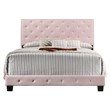Maklaine Transitional Velvet Upholstered Queen Bed with Faux Jewels in Pink