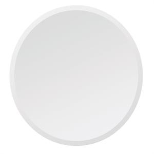 Maklaine Contemporary Framless Beveled Edged Glass Round Mirror