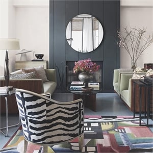 Maklaine Contemporary Framless Beveled Edged Glass Round Mirror
