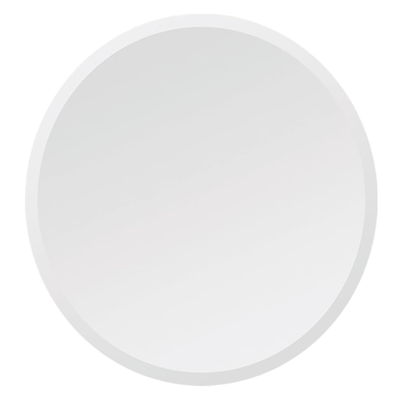 Maklaine Contemporary Framless Beveled Edged Glass Round Mirror