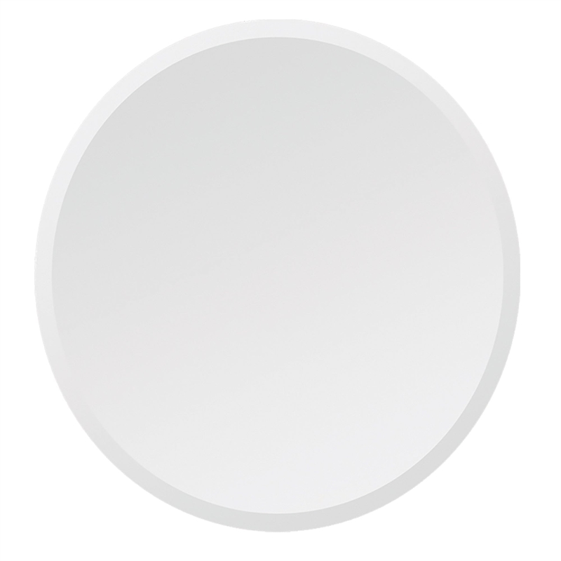Maklaine Contemporary Framless Beveled Edged Glass Round Mirror