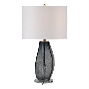 maklaine modern glass and crystal table lamp in grey