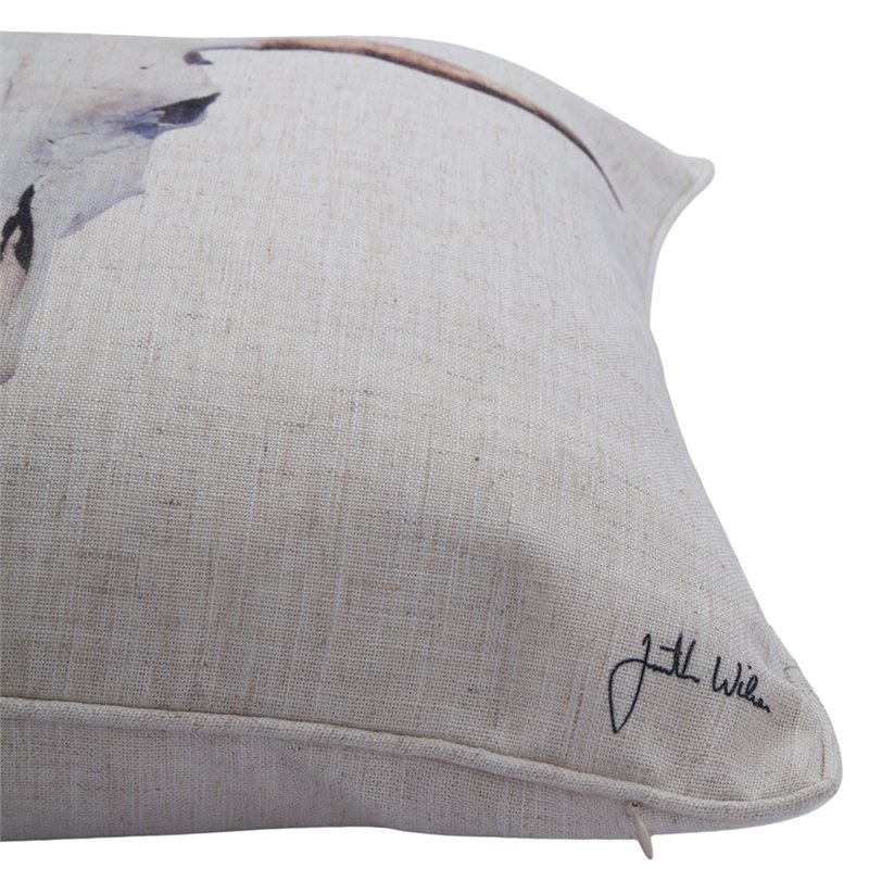 Maklaine Traditional Elgin Malaga Throw Pillow in White and Brown