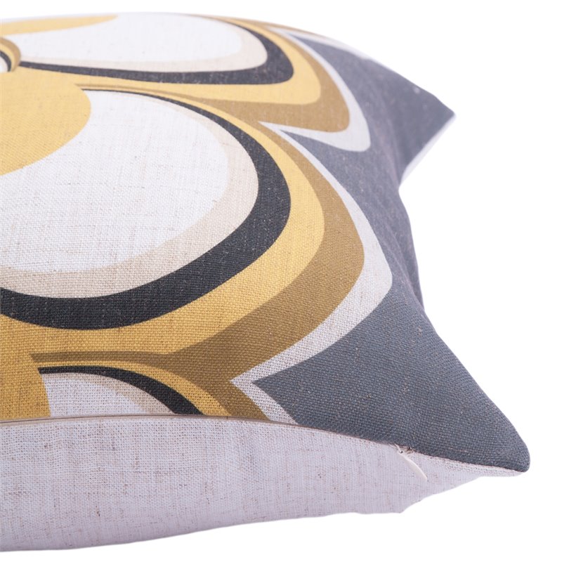 Maklaine Modern Glamour Velvet Piping Throw Pillow in White and Brown