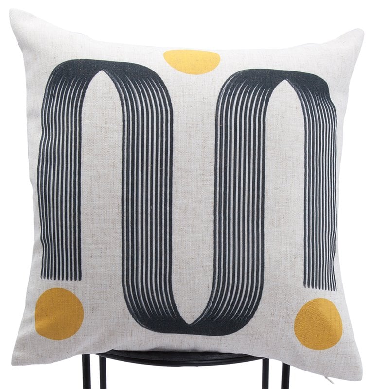 Maklaine Modern Glamour Velvet Piping Throw Pillow in Black and Ivory