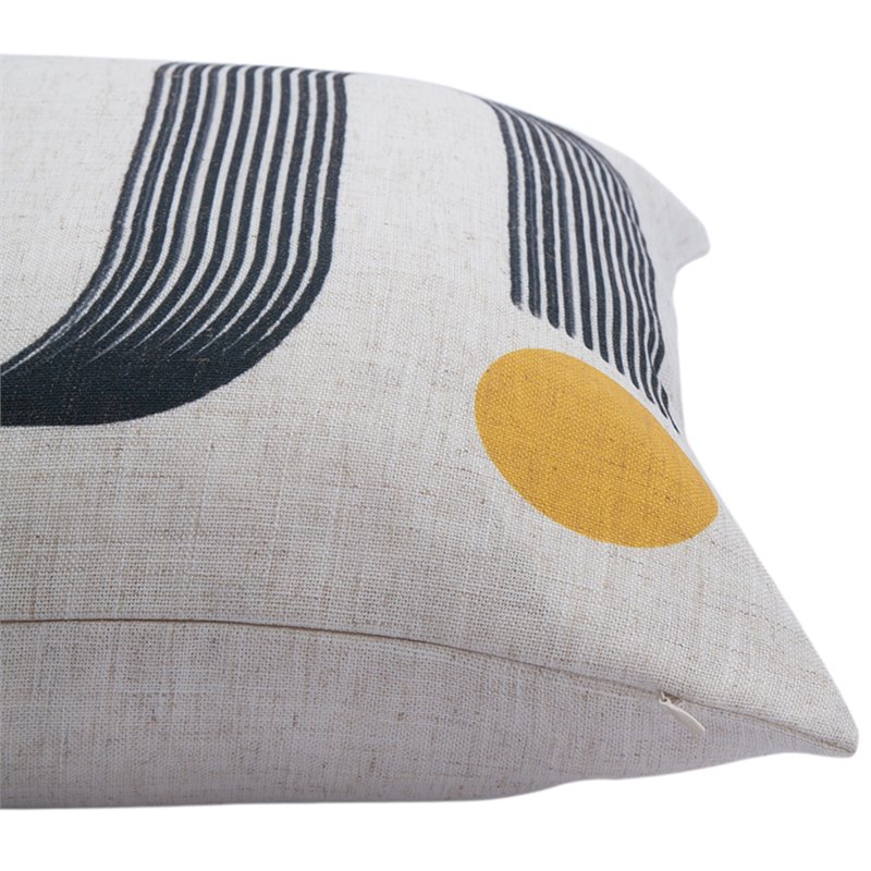 Maklaine Modern Glamour Velvet Piping Throw Pillow in Black and Ivory