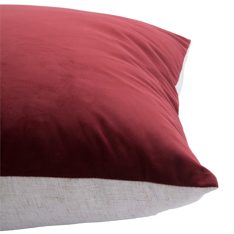 Maklaine Bohemian Chic Velvet Throw Pillow in Burgundy Red